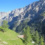 Blick zurück zum Berghaus Gfelalp