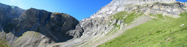 Blick hinauf dort wo früher der Lötschegletscher war. Auch dieser Gletscher schrumpft