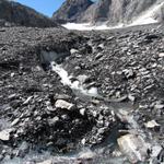 überall schiesst Wasser aus dem Gletscher hervor