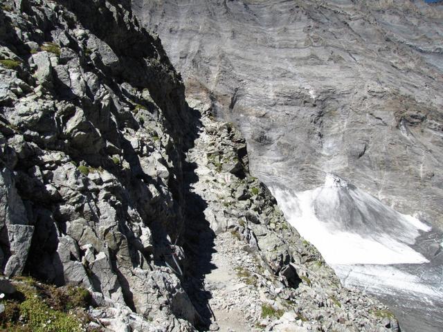 die Schlüsselstelle der ganzen Wanderung. Das einzige Teilstück, das ausgesetzt ist