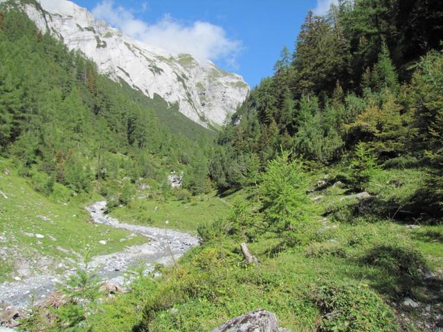 der Wanderweg führt einem nun alles dem Lawoibach entlang weiter aufwärts