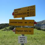 Wegweiser bei der Ringelspitzhütte 1998 m.ü.M.