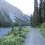 wir lassen die Hängebrücke links liegen und wandern geradeaus Richtung Welschtobel