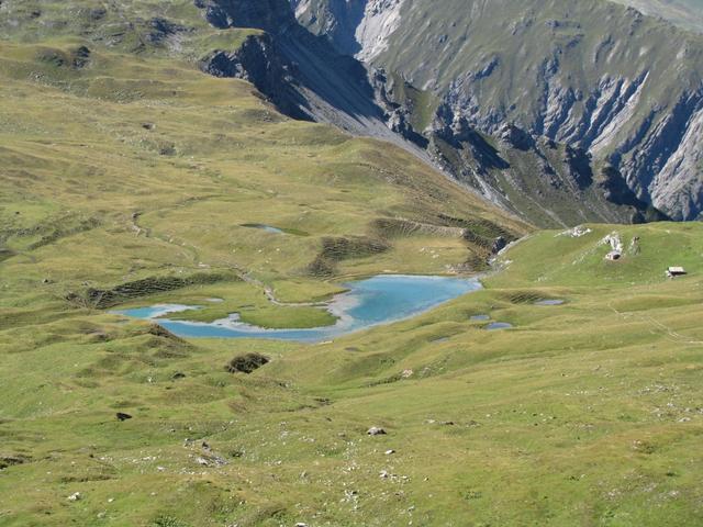 Blick vom Alteiner Fürggli hinunter zum Alteinersee