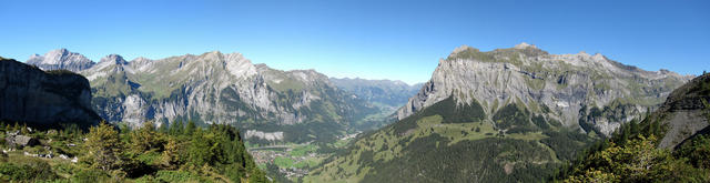 sehr schönes Breitbildfoto. Links die Lonergruppe, Bunderspitz, First, Kandertal und Zallershore