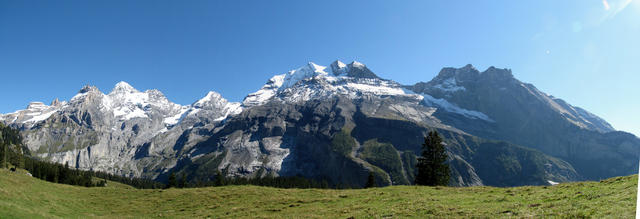 was für ein Breitbildfoto. Blüemlisalp, Fründenhorn, Doldenhorn und die Fisistöcke