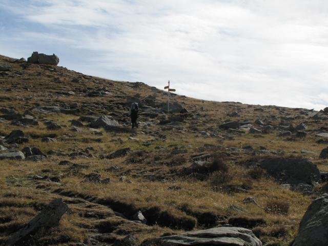 wir haben die Wegkreuzung bei Punkt 2505 m.ü.M. erreicht. Hier bogen wir rechts ab