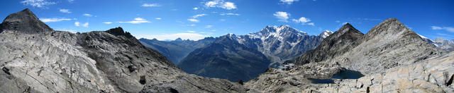 was für ein Breitbildfoto! Joderhorn, Monte Rosa, Roffelhorn und Sewjinenhorn