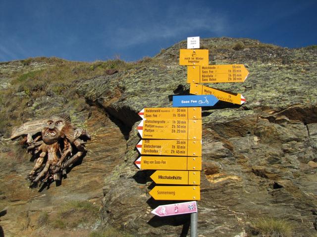 Wegweiser auf der Hannigalp 2336 m.ü.M.