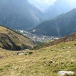 Tiefblick in den Talkessel von Saas-Fee