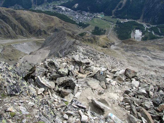 Blick hinunter auf dem Distelhorngrat, denn wir hinter uns gelassen