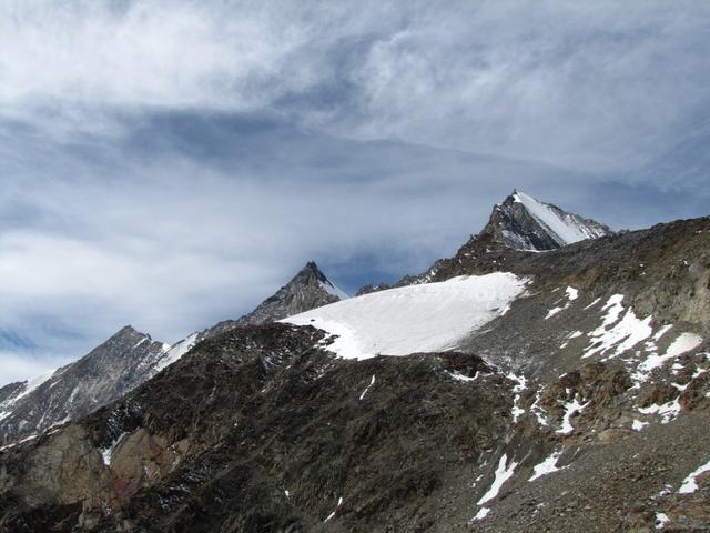 Täschhorn, Dom, Fallgletscher und die Lenzspitze