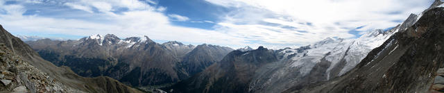 sehr schönes Breitbildfoto mit Fletschhorn, Lagginhorn, Weissmies, Allalinhorn, Feegletscher und Alphubel