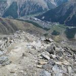 mit Blick auf Saas-Fee beginnt nun der Abstieg