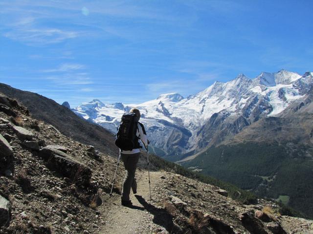 wir befinden uns nun auf dem oberen Höhenweg Kreuzboden - Almagelleralp