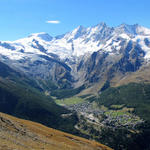 sehr schönes Breitbildfoto kurz nach dem Triftgrätlji, mit Blick Richtung Saas-Fee