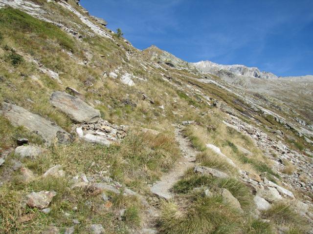 der Weg führt nun aufwärts. So richtig steil ist der Weg aber nicht