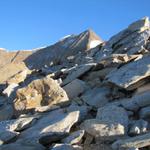 kurz unterhalb vom Grat, führt der Bergpfad nun zum Zwischbergenpass