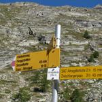 Wegweiser auf der Almagelleralp 2194 m.ü.M. unser Ziel Furggstalden