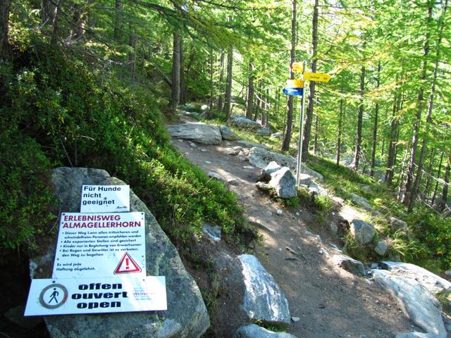 ab hier beginnt der Erlebnisweg