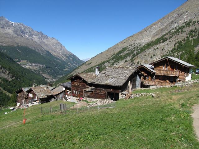 Furggstalden ist der älteste noch bestehender Weiler dieser Region. Mit der Sesselbahn ging es danach runter ins Saas Tal