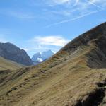 der Bergweg führt nun an der Flanke des Sattelhore vorbei