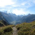 beide Weg sind gleichlang. Der Weg beim Hang vom Sattelhore, bietet diese schöne Aussicht auf das Kandertal