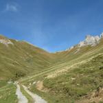 auf der Alpstrasse die uns nach Buchsegge führt, mit Blick zurück zum Giesegrat