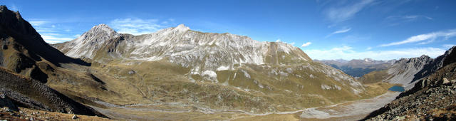 schönes Breitbildfoto mit Parpaner Weisshorn, Tschirpen und Älplisee