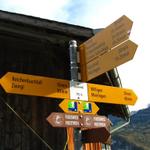 Wegweiser bei Schwendi 792 m.ü.M. unser nächstes Ziel der Reichenbachfall