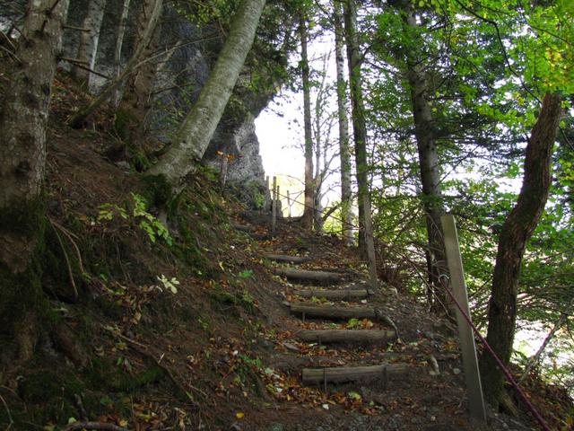 die letzten Stufen vor dem Wasserfall