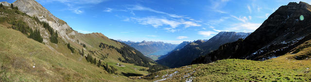 Breitbildfoto vom Rengglipass aus gesehen mit Blick zum Brienzersee. Einfach schön