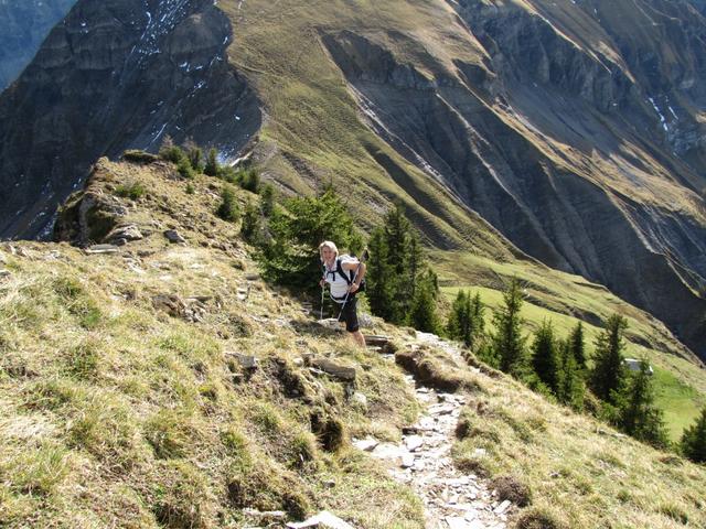 Blick abwärts zum Mäusi und zum Rengglipass