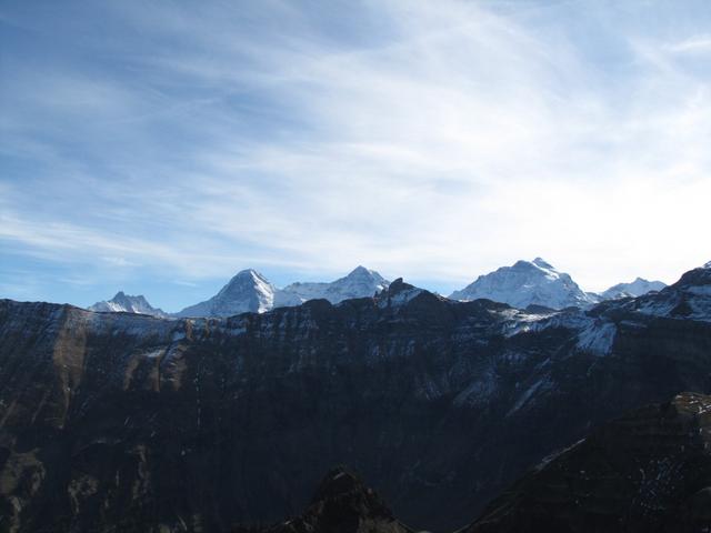 am Horizont Schreckhorn, Eiger, Mönch und Jungfrau