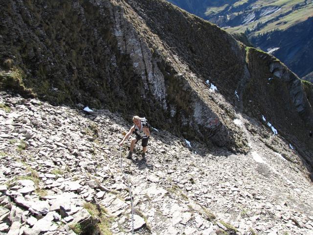 Blick hinunter zur Schlüsselstelle