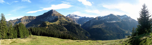 Breitbildbildfoto kurz nach der Greberegg mit Blick zum Morgenberghorn und Schwalmere