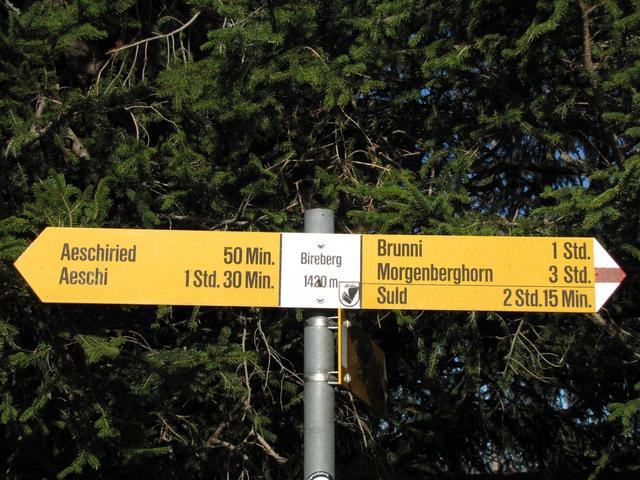 Wegweiser bei Bireberg 1420 m.ü.M.