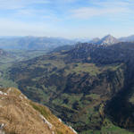 schönes Breitbildfoto. Der Blick vom Elsighorn reicht bis an den Thunersee