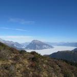ein letzter Blick auf das Nebelmeer im Churer Rheintal und den Haldensteiner Calanda