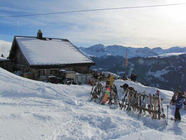 letzter Blick zurück zur schönen Berghütte Hochwang. Sie ist auf jedenfall ein Besuch wert