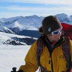 Helen ist mit der Schneeschuhtour vollkommen zufrieden