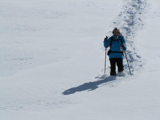 was für ein Vergnügen, bei besten Wetterverhältnisse und super Pulverschnee an so einem Hang runterzulaufen