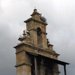 auf dem Glockenturm der Kirche in Fuentesnuevas, herrscht in den Storchennester Hochbetrieb