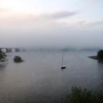 zum ersten Mal sehen wir den berühmten Galicischen Nebel. Blick auf den Stausee von Belesar