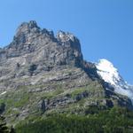 Blick zum Hörnli und den schneebedeckten Eiger