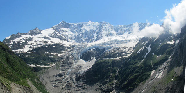 sehr schönes Breitbildfoto mit Fiescherhorn, Walchergrat, Walcherhorn mit Fiescherwand