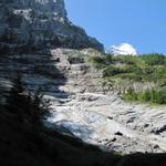 wir haben den Schüssellouwinegraben erreicht. Im Hintergrund der Eiger