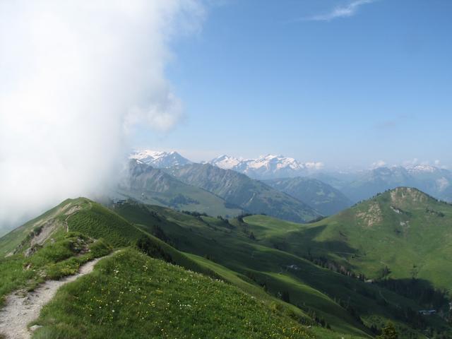 während dem Wandern hatten wir immer eine schöne Aussicht auf Les Diablerets und Wildhorn