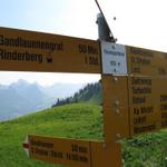 Wegweiser auf der Alp Parwenge 1835 m.ü.M.