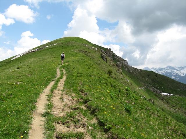 nach der Tube führt uns der Wanderweg rechts Richtung Trüttlisbergpass